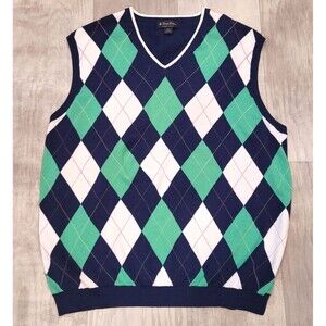 Brooks Brothers Argyle Supima Cotton Sweater Vest XXL Grandpa Preppy Academia